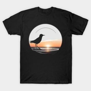 Life's a Beach - Bird in the Sunset (Black Background) T-Shirt